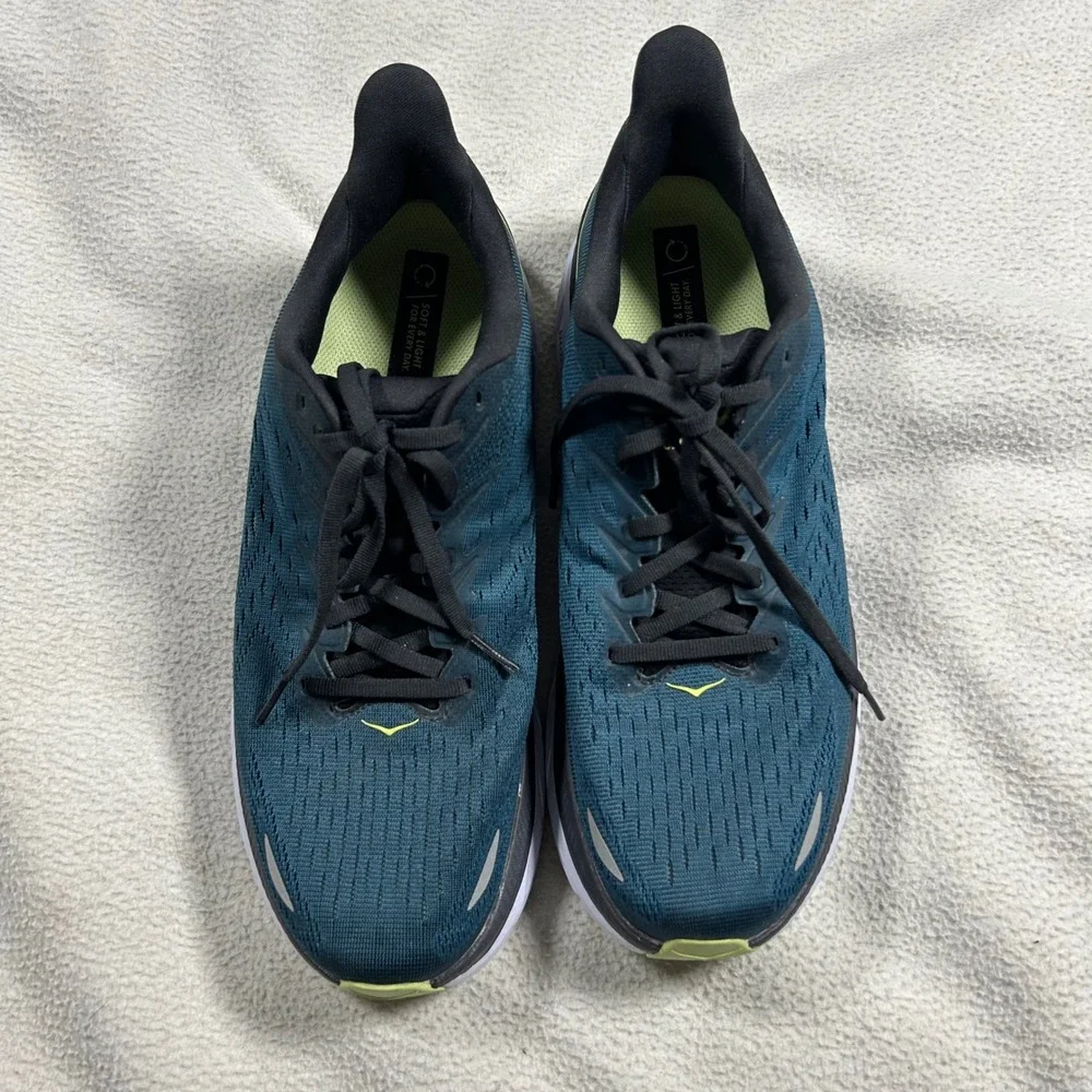 Hoka Clifton 8 Running Shoes Mens 10 Deep Teal Lime Green 1119393 BCBT